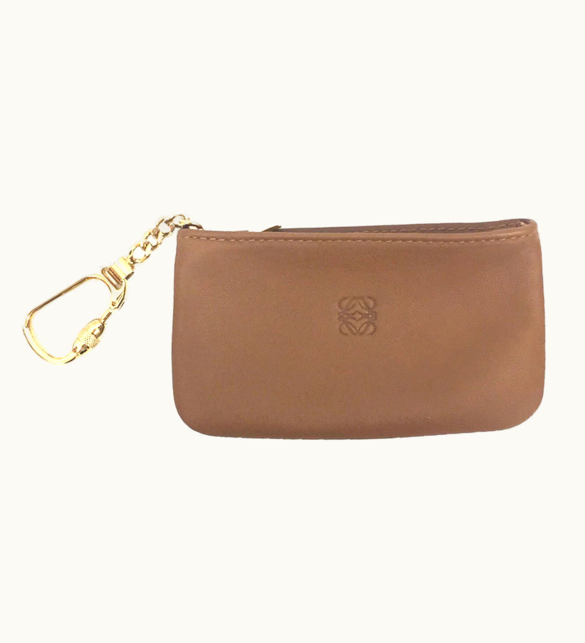 Loewe Loewe Coin Case Purse Nappa Leather Brown Wallet