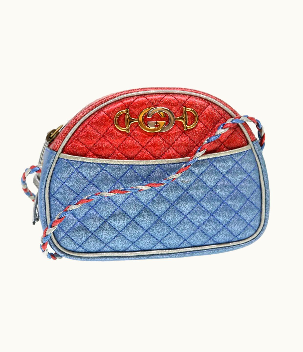 Gucci Gucci Shoulder Bag Lamb Skin Red Blue 534951