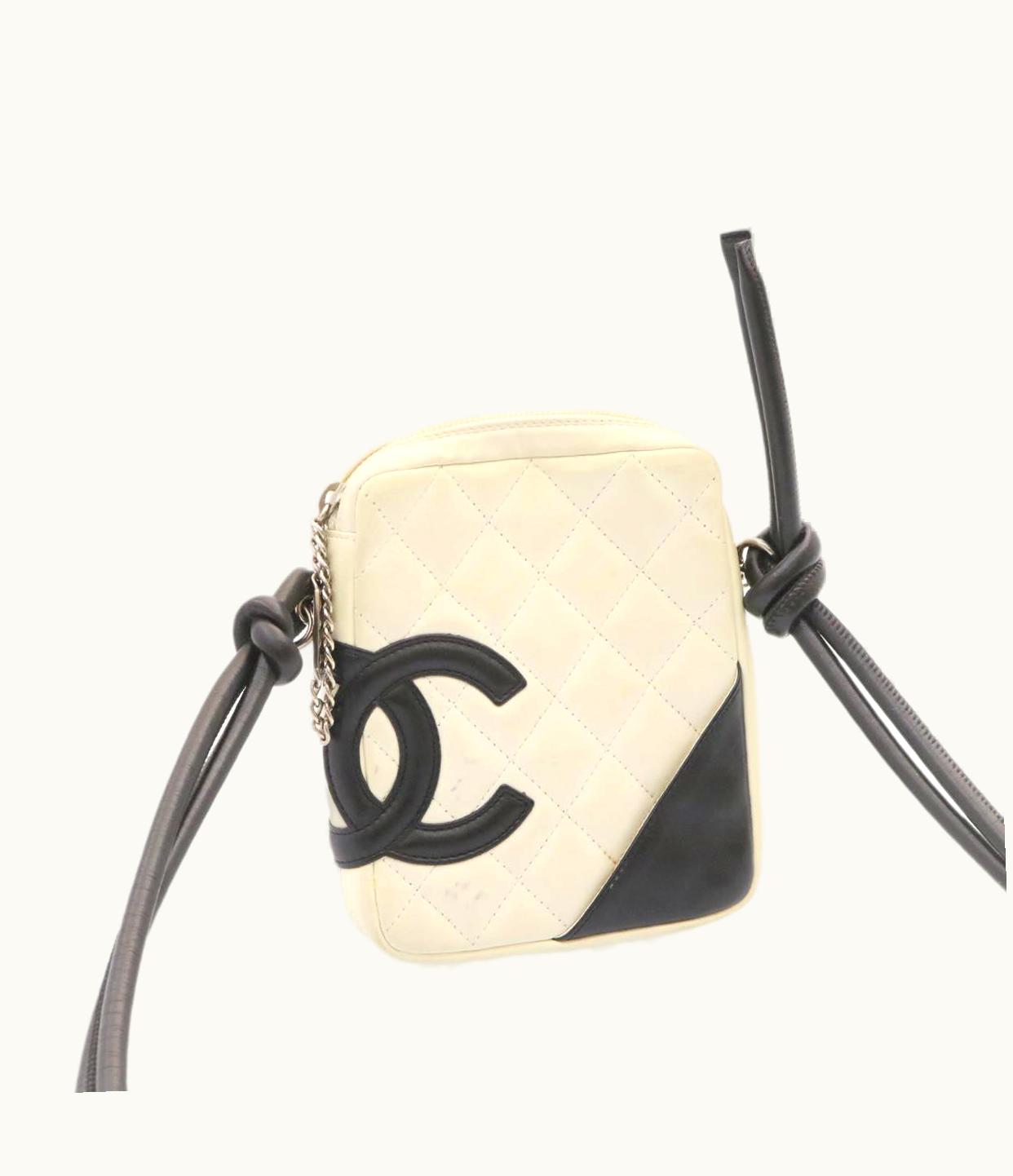 Chanel Chanel Cambon Line Shoulder Bag Leather White Black CC