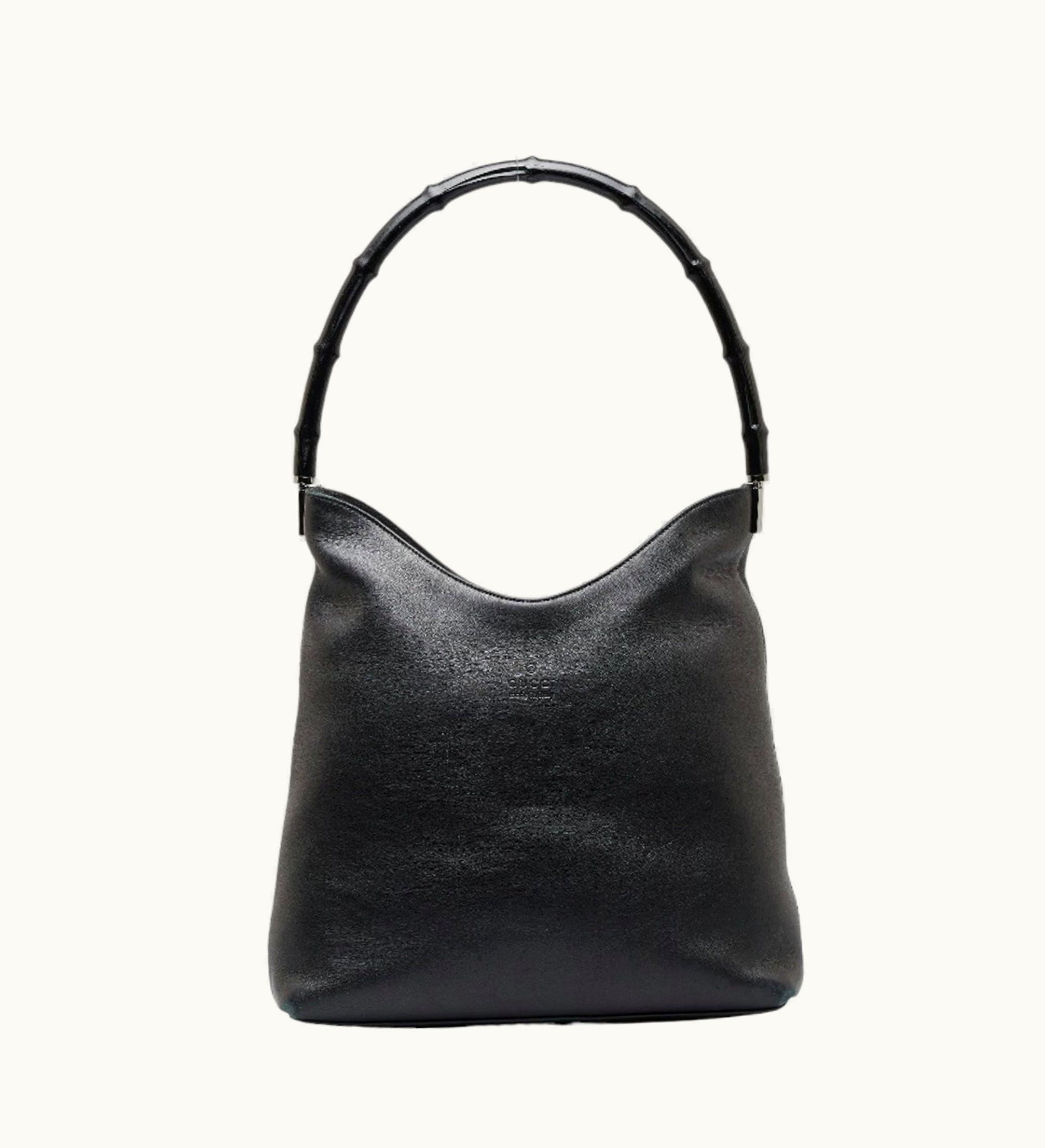 Gucci Gucci Bamboo One Shoulder Bag 001 3244 Black Leather Women's