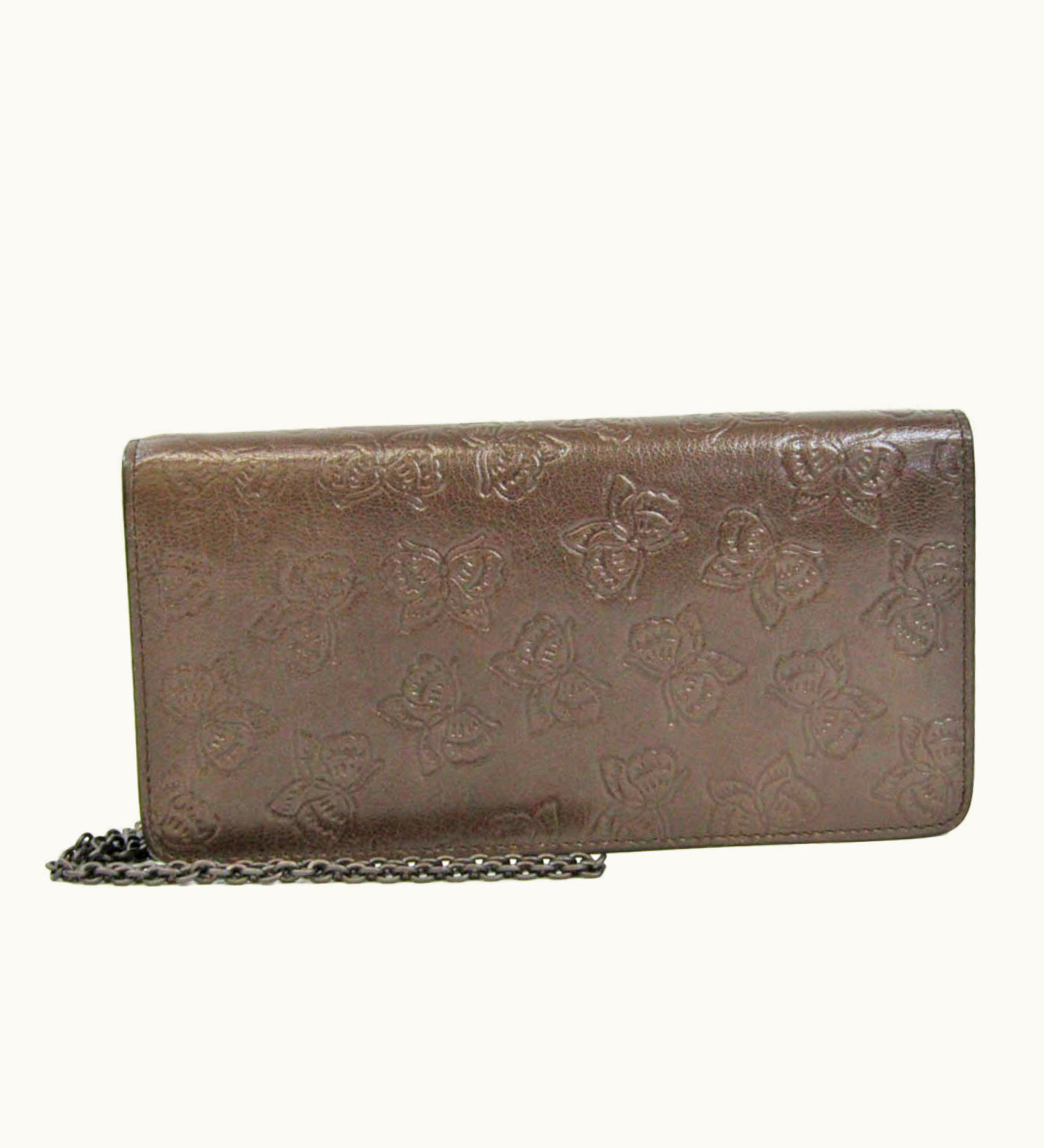 Bottega Veneta Bottega Veneta Women's Leather Chain/Shoulder Wallet Dark Khaki