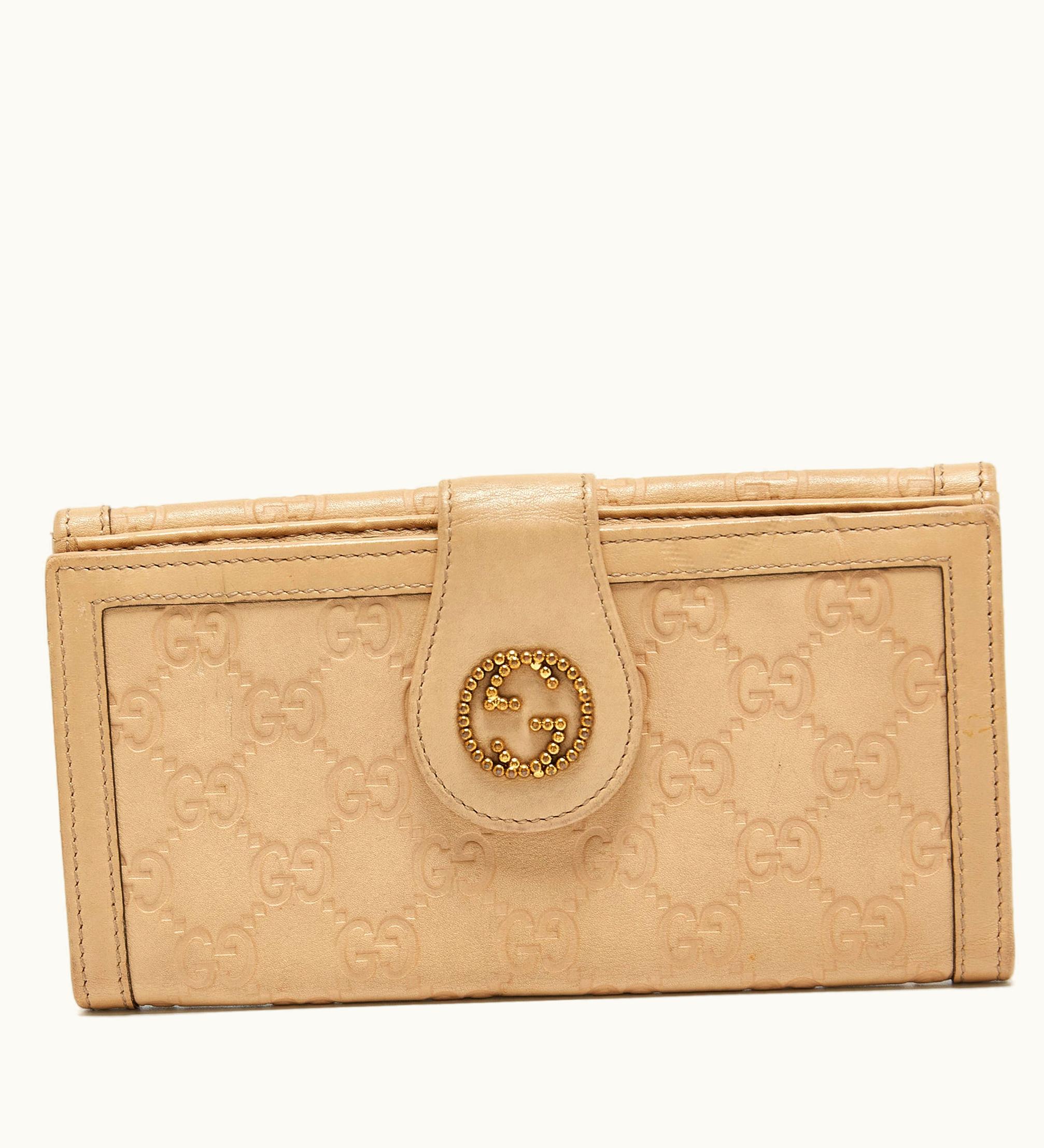 Gucci Gucci Beige Ssima Leather Continental Wallet