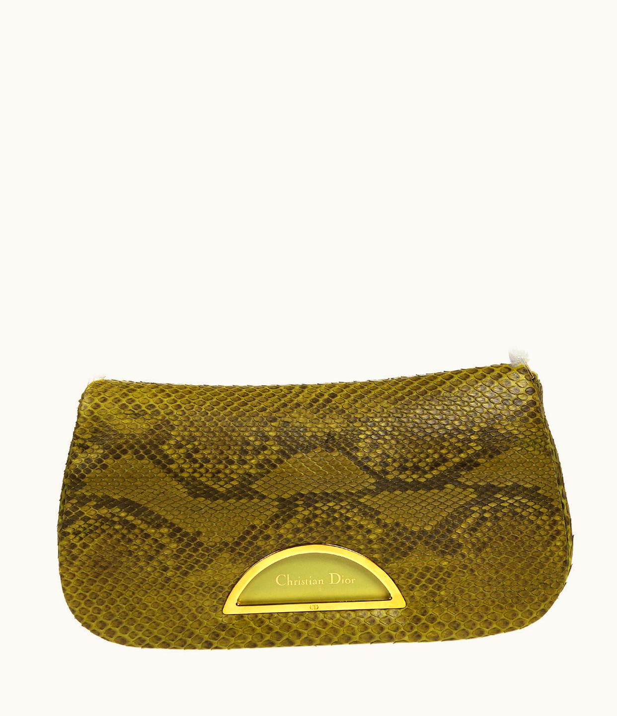 Dior Dior Christian Dior * 2000 Maris Pearl Shoulder Bag Green Python 66485