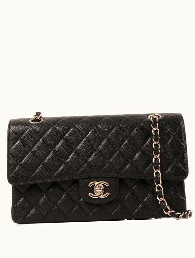 Chanel Chanel Around 2000 Made Caviar Skin Classic Flap Chain Bag 25Cm Black