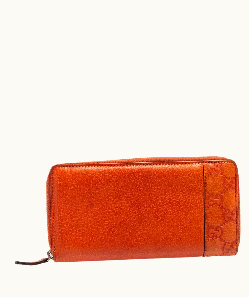 Gucci Gucci Burnt Orange Microguccissima Leather Zip Around Continental Wallet