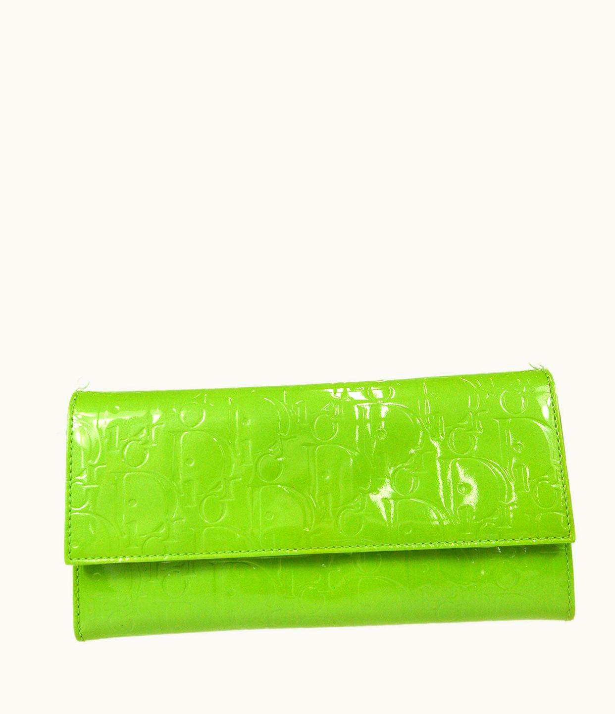 Dior Dior Christian Dior 2009 Trotter Chain Wallet Light Green 28012