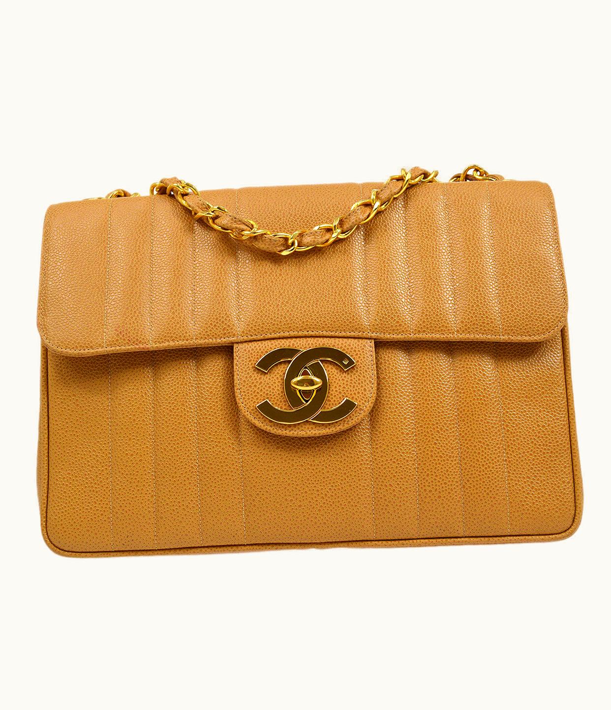 Chanel Chanel 1994-1996 Vertical Classic Flap Jumbo Beige Caviar 53759