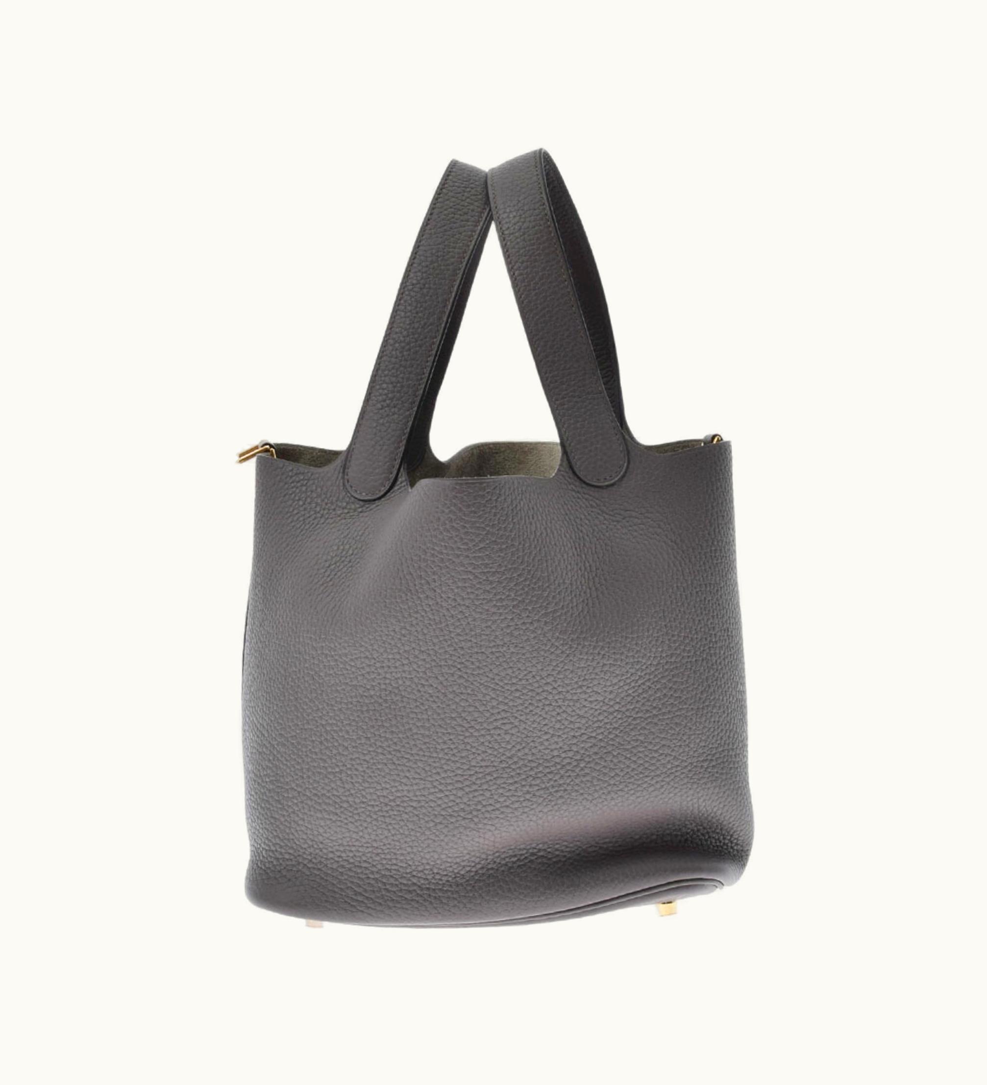 Hermès Hermès Picotin Lock MM Etain C Engraved Taurillon Clemence Handbag Grey