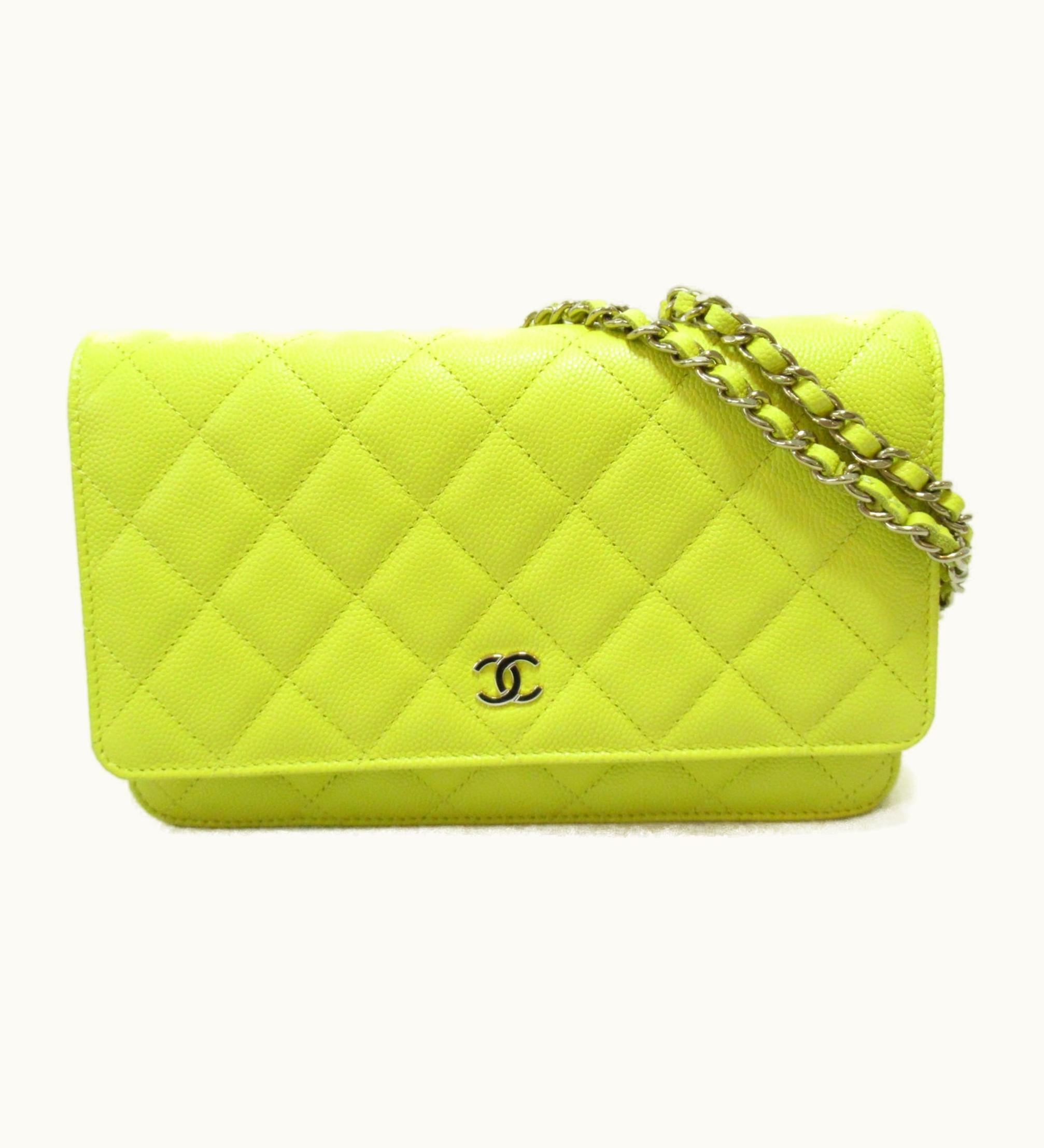 Chanel Chanel Matelasse Chain Wallet Shoulder Bag Yellow Caviar Skin [Grained Calf]