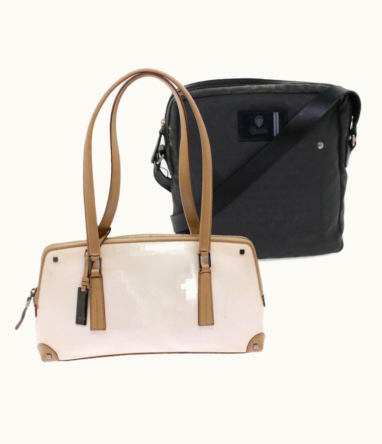 Gucci Gucci GG Canvas Shoulder Bag Coated Canvas Leather 2Set Black Beige