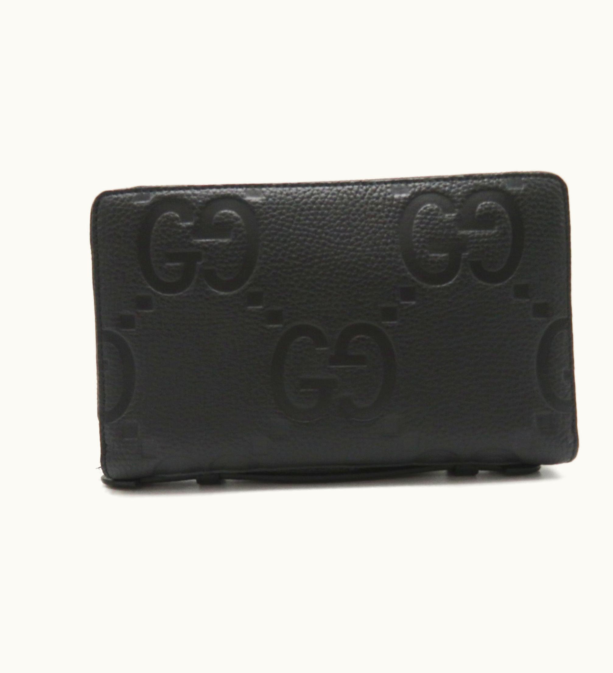 Gucci Gucci Jumbo Document Round Wallet Black Leather 751760Aaby01000