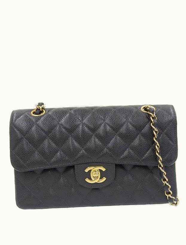 Chanel Chanel 2003 Caviar Skin Classic Flap Chain Bag 23cm Black