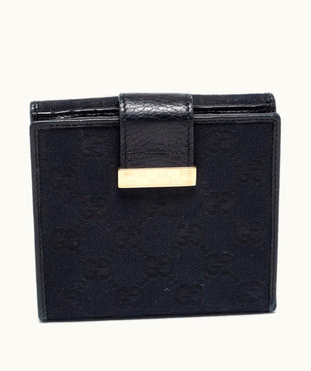 Gucci Gucci Black GG Canvas And Leather French Wallet