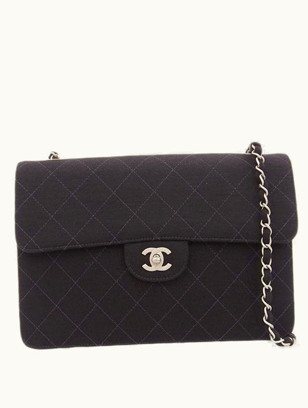 Chanel Chanel Around 1998 Made Cotton Classic Flap Chain Bag Black