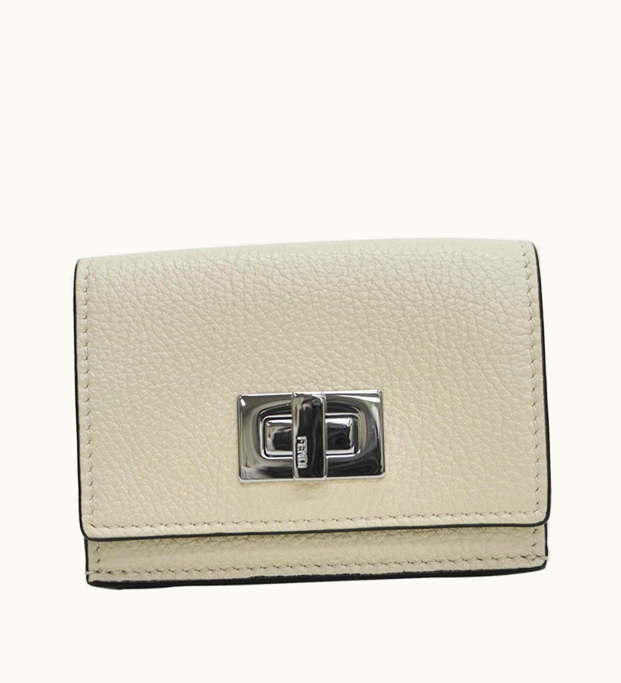 Fendi Fendi Micro Trifold Tri-Fold Wallet Ivory 8M0426 Peek-A-Boo