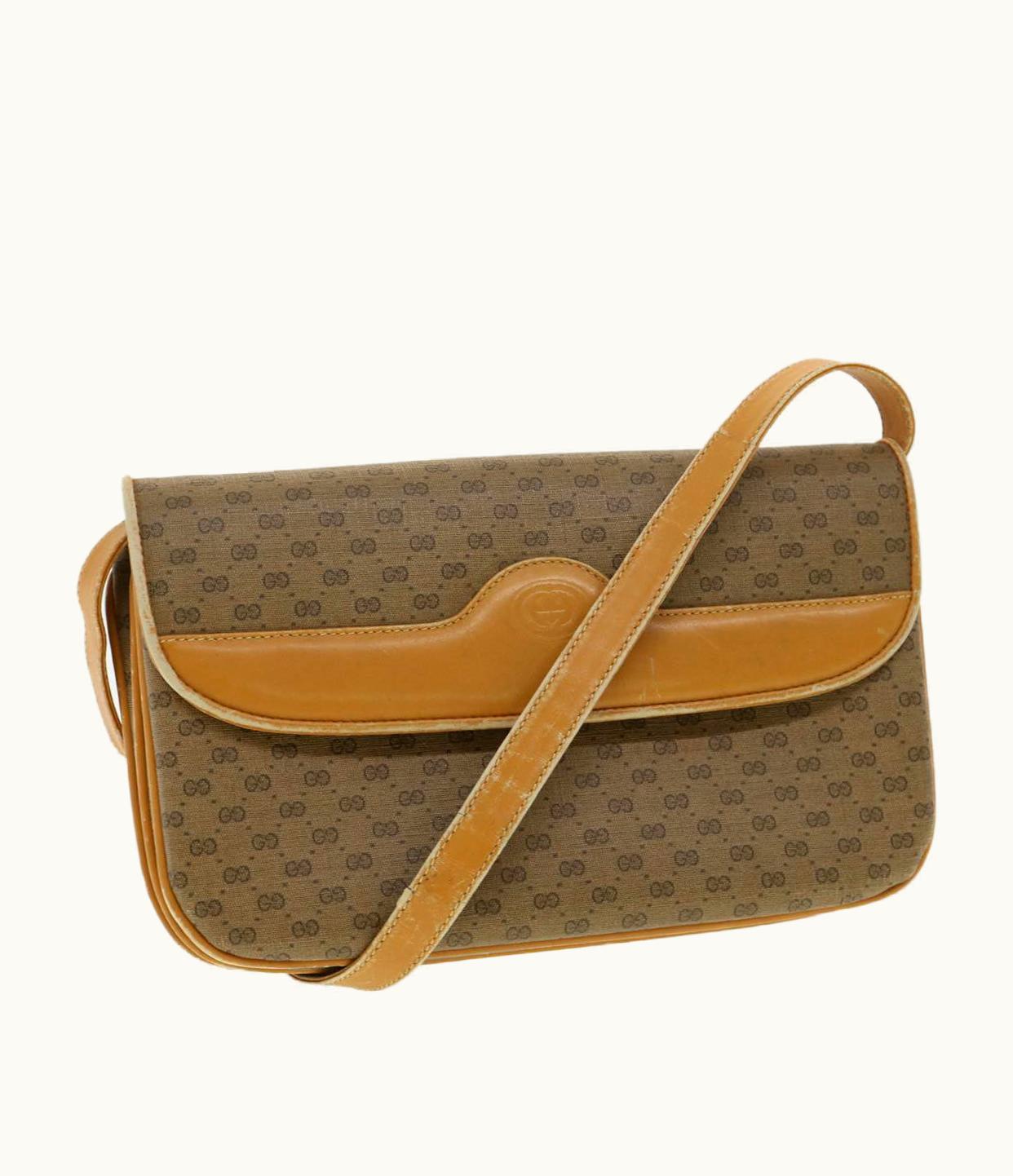 Gucci Gucci Micro GG Canvas Shoulder Bag Beige