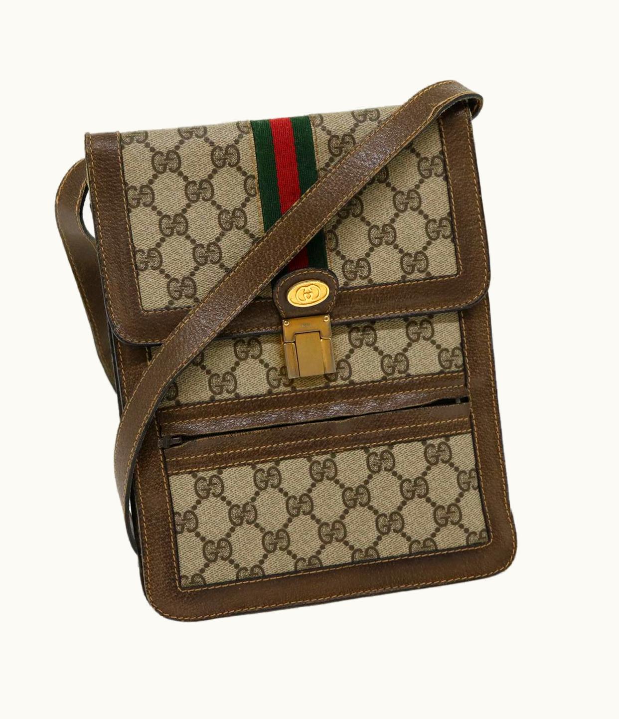 Gucci Gucci GG Canvas Web Sherry Line Shoulder Bag Beige Red Green Luxury Crossbody Beige Red Green