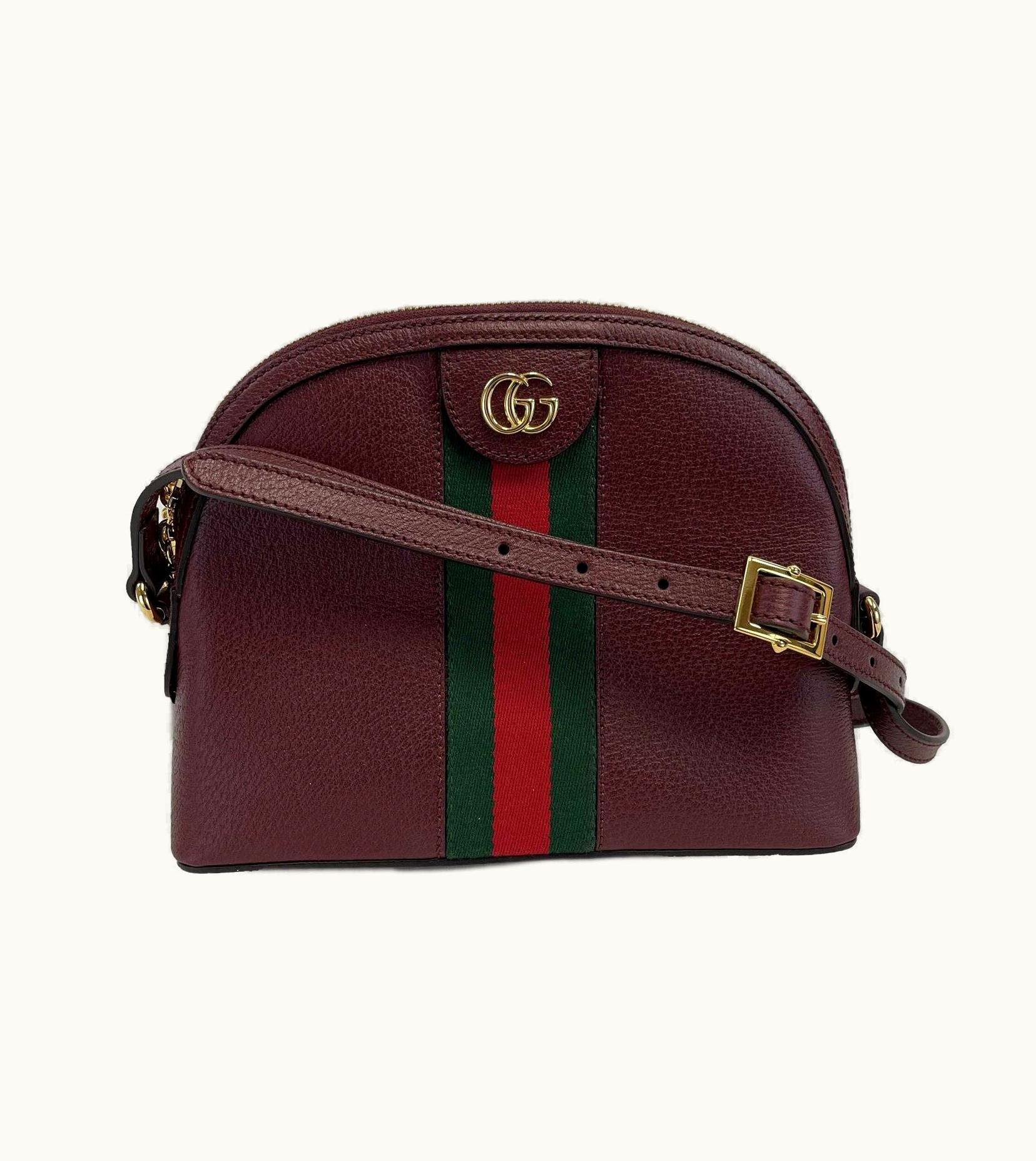Gucci Gucci - New Ophidia Small Shoulder Burgundy GG Leather Crossbody