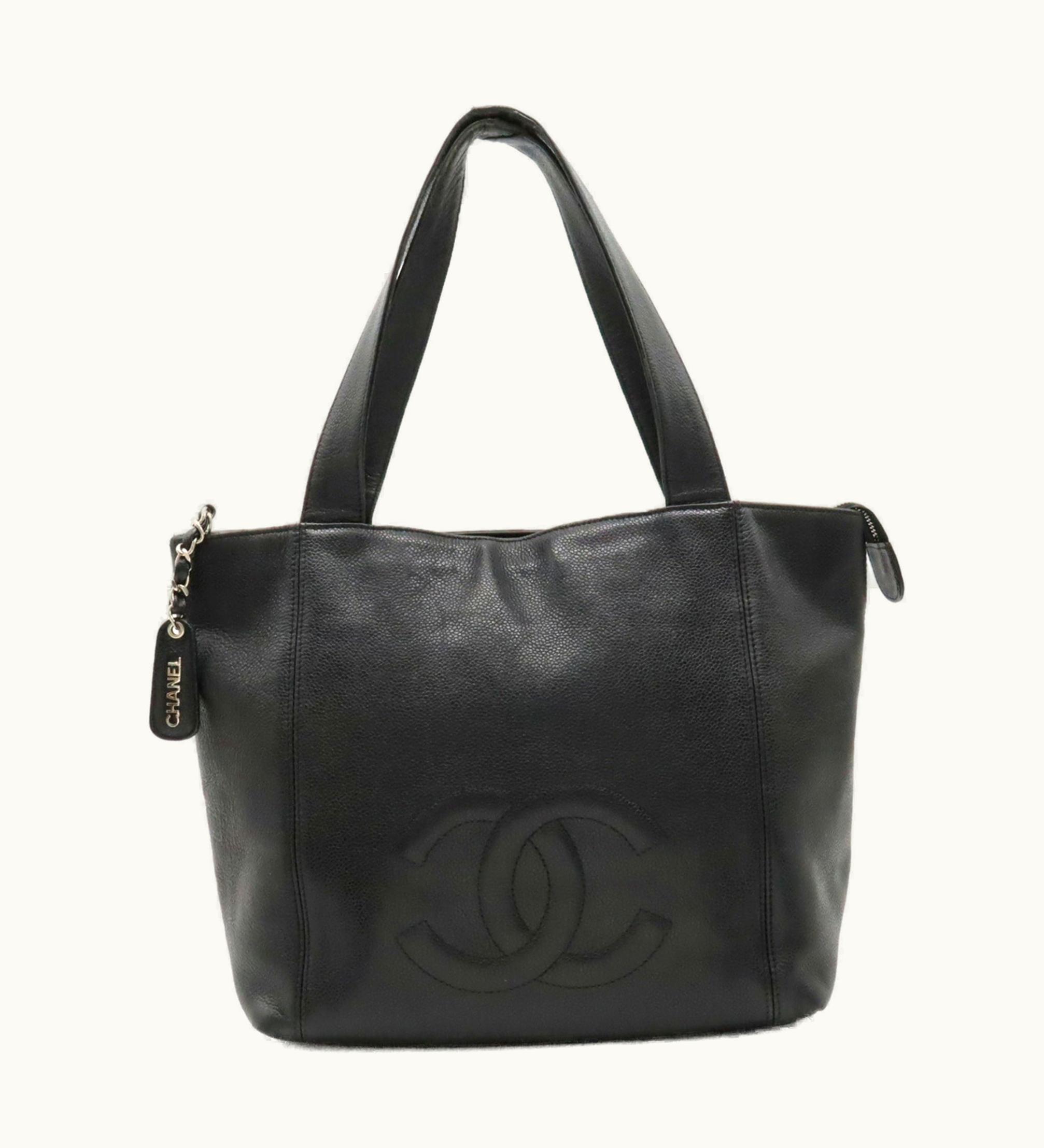 Chanel Chanel Here Mark Tote Bag Shoulder Caviar Skin Black