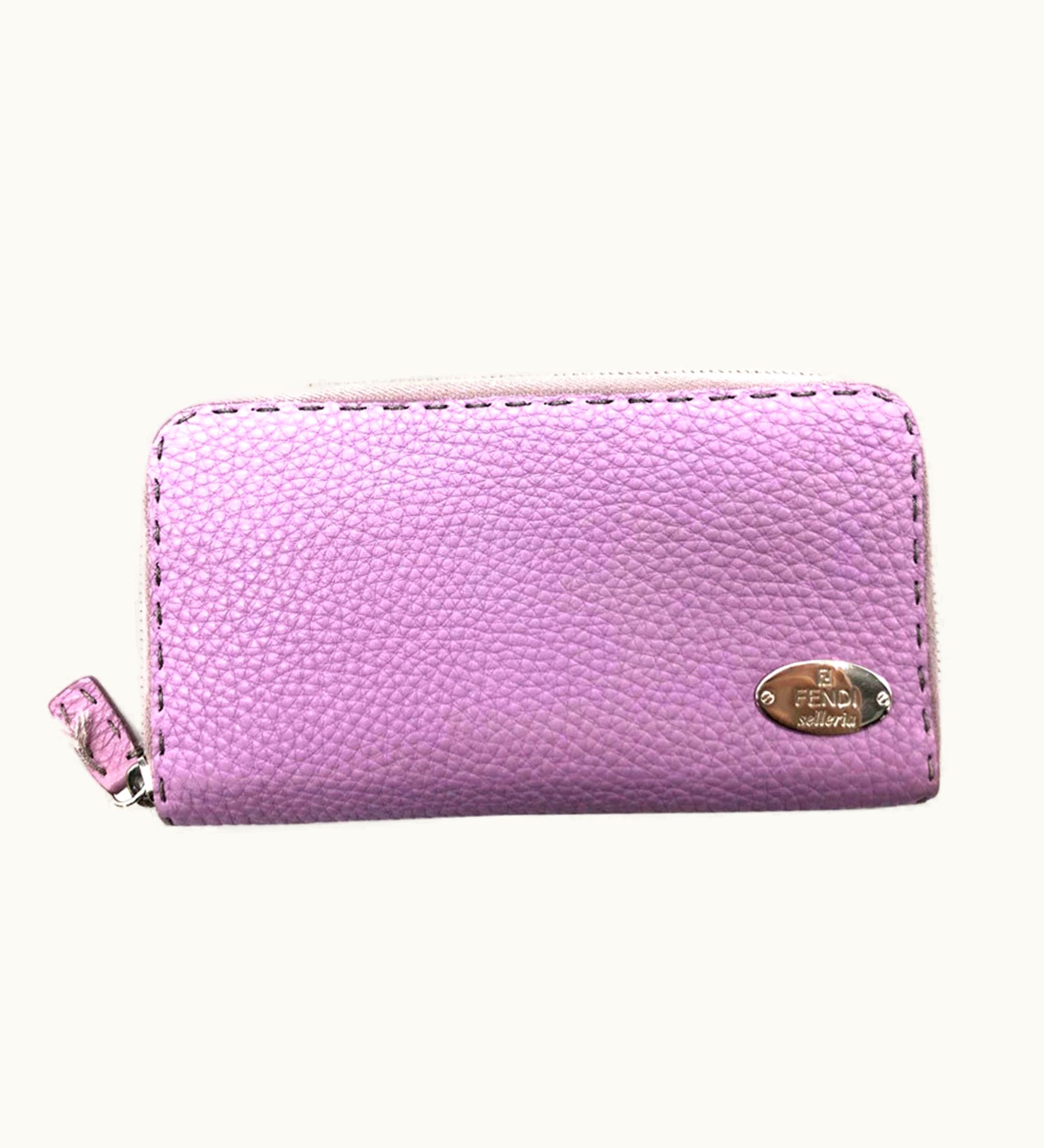 Fendi Fendi Round Zipper Long Wallet Selleria Leather Purple Ladies