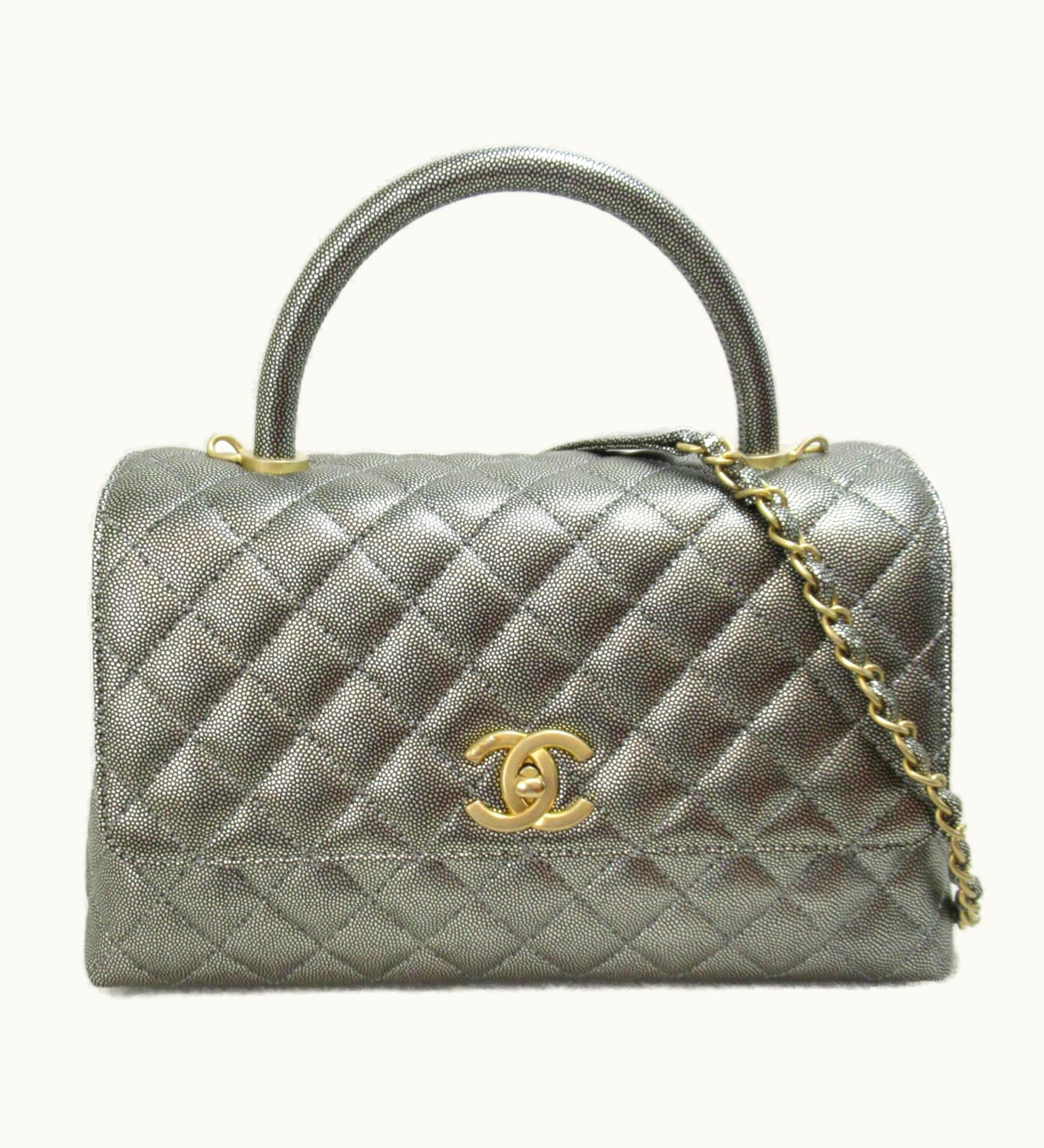 Chanel Chanel Coco Handle S 2Wayshoulder Bag Silver Metallic Silver Caviar Skin [Grained Calf]