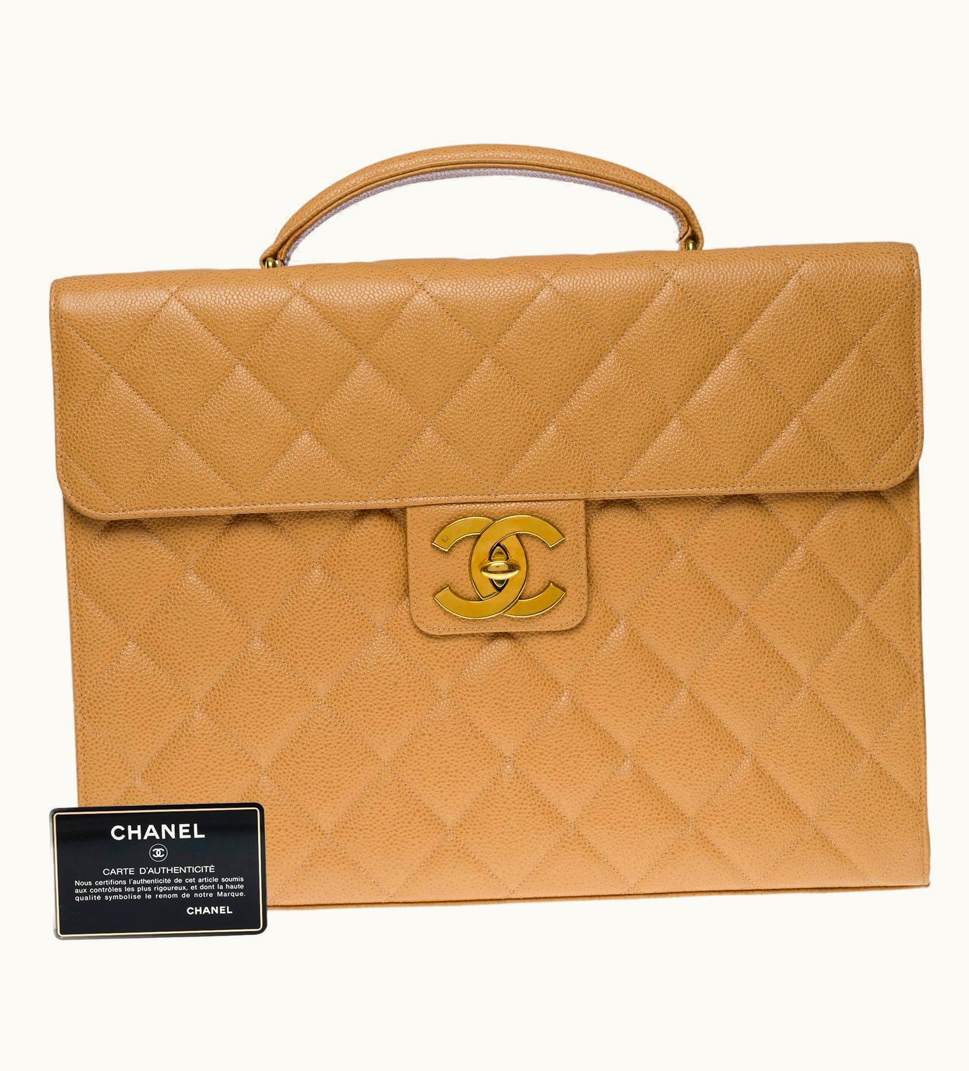 Chanel Chanel Amazing Vintage Briefcase In Beige Caviar Leather