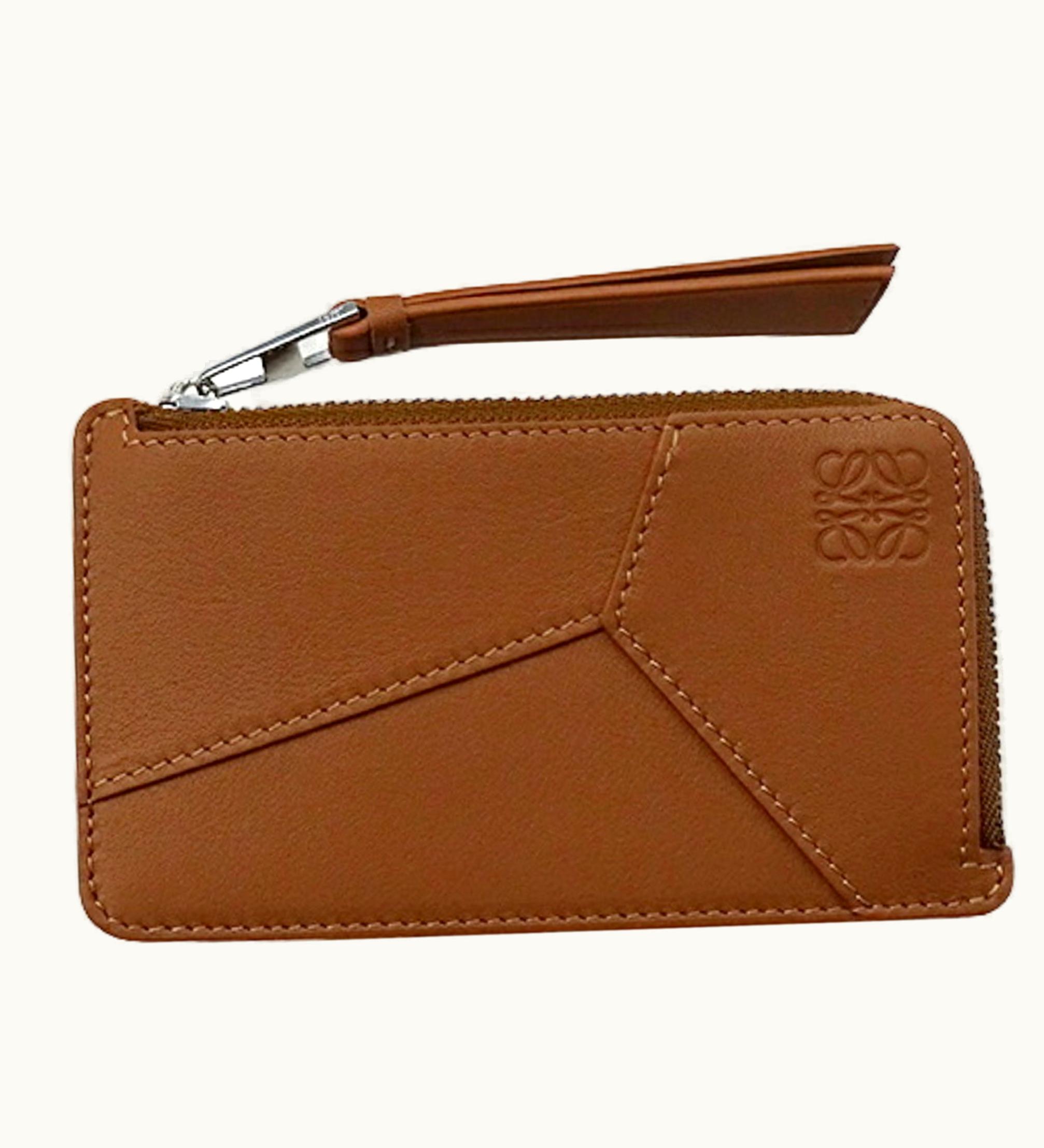 Loewe Loewe Wallet Women's Men's Coin Case Card Puzzle Holder Calf Leather Tan Brown