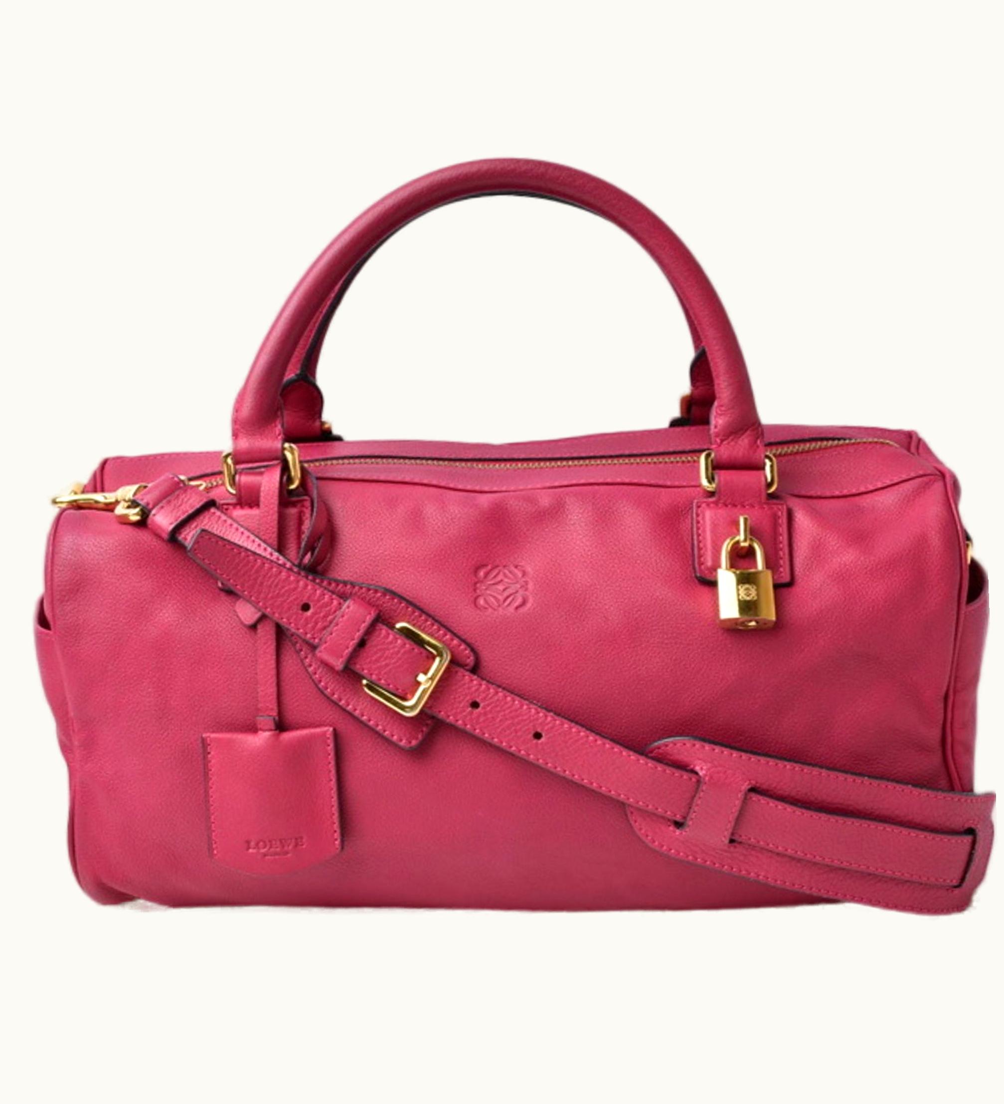 Loewe Loewe Tote Bag / Mini Boston 2Way Loewe With Strap Anagram Leather Deep Pink