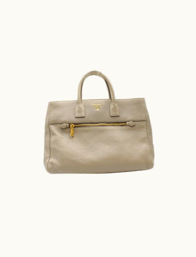 Prada Prada Taupe Shoulder Bag With Detachable Crossbody Strap