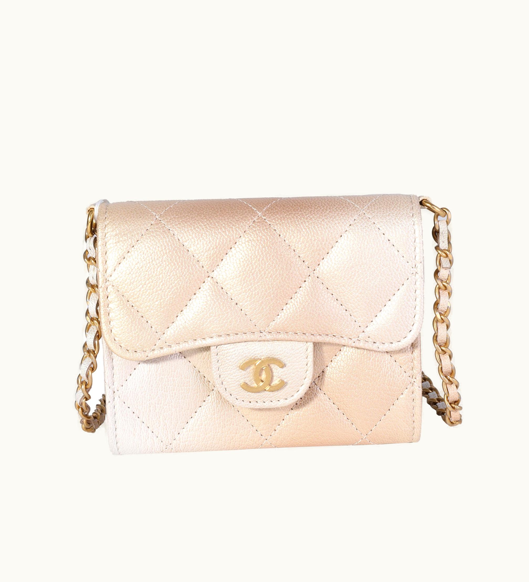 Chanel Chanel Gold Metallic Ombre Quilted Goatskin Classic Mini Clutch With Chain