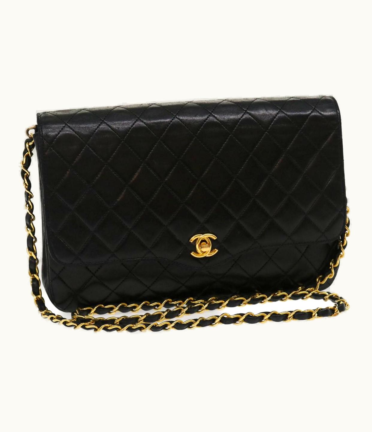 Chanel Chanel Matelasse Chain Flap Shoulder Bag Lamb Skin Black CC