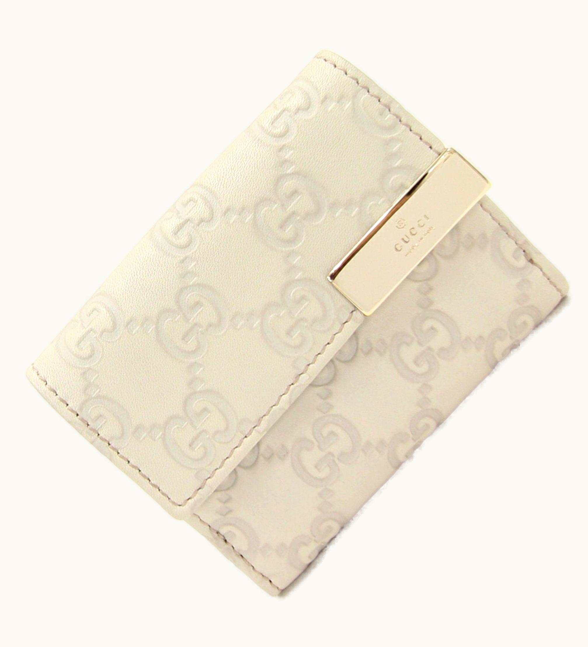 Gucci Gucci Trifold Wallet Sima 261502 Ivory Leather Women's