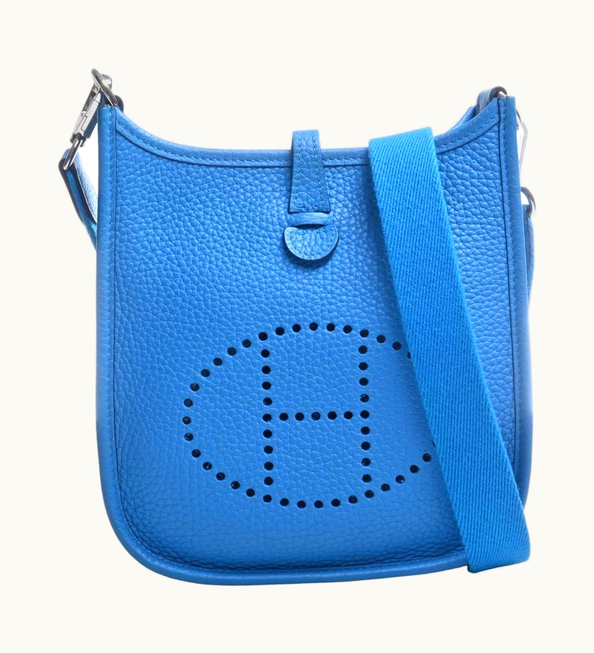 Hermès Hermès Evelyn TPM Taurillon Clemence Shoulder Bag Blue