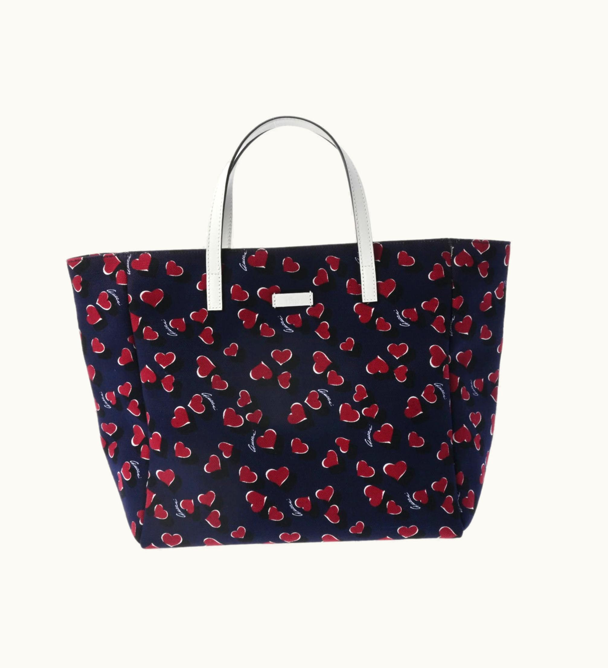 Gucci Gucci Heart Print Navy 282439 Women's Canvas Tote Bag