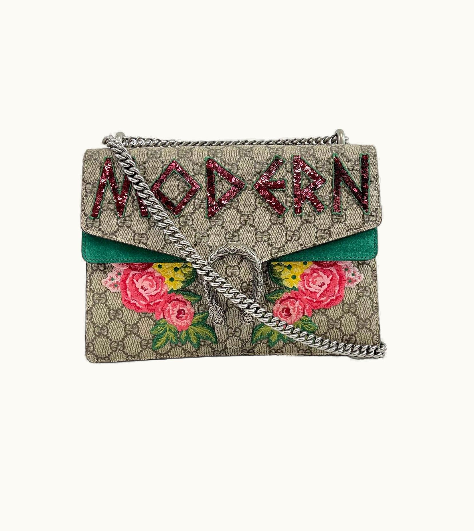 Gucci Gucci - GG Supreme Monogram Embroidered Medium Dionysus Shoulder Bag