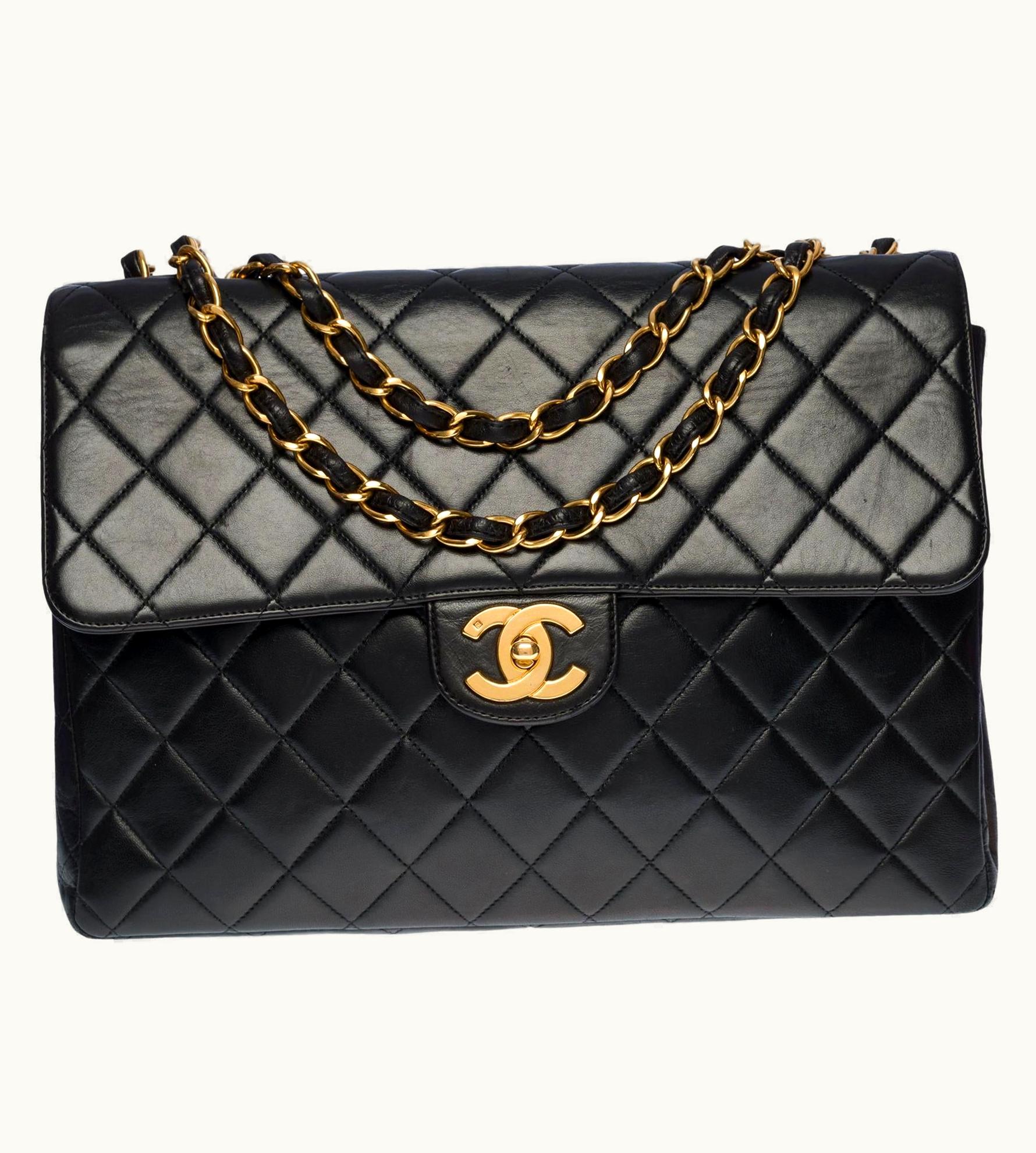 Chanel Chanel Timeless Jumbo Single Flap Shoulder Bag In Black Quilted Lambskin - Luxury Vintage Edition