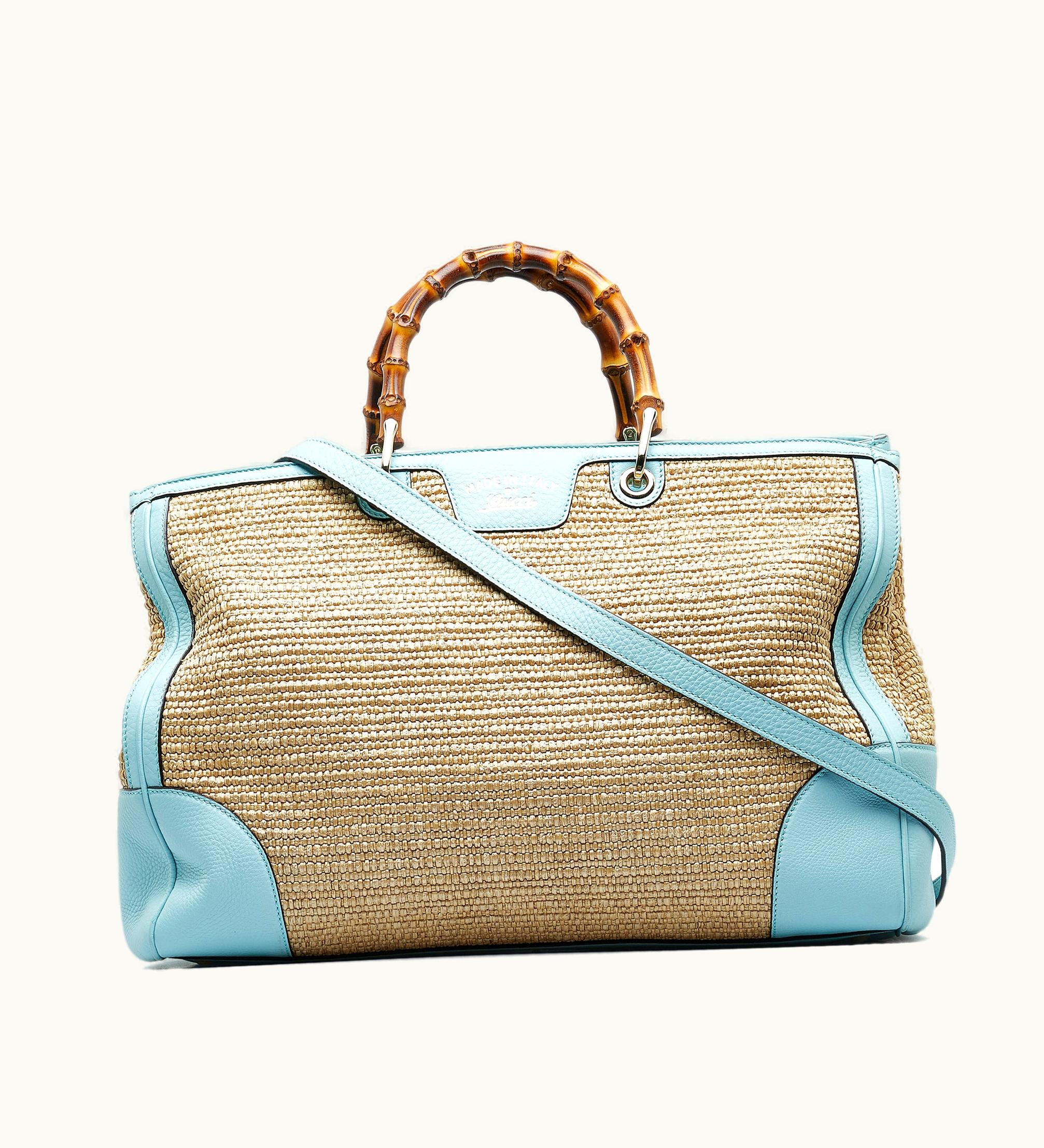 Gucci Gucci Large Raffia Bamboo Shopper Satchel