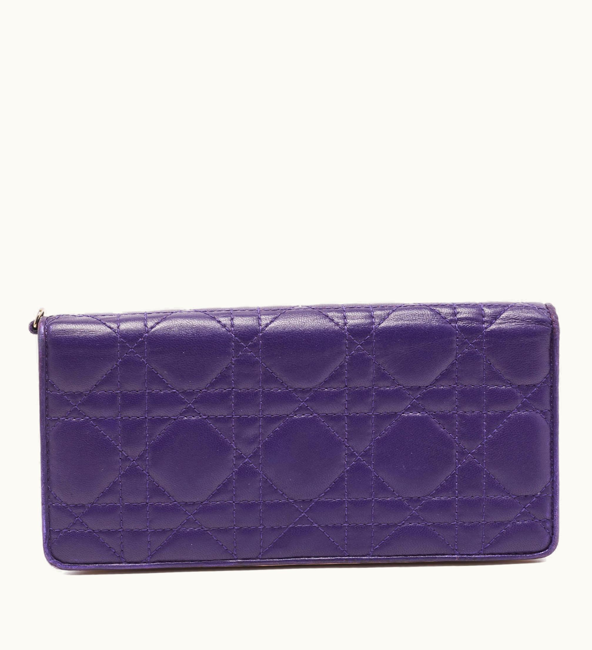 Dior Dior Purple Cannage Leather Bifold Continental Wallet