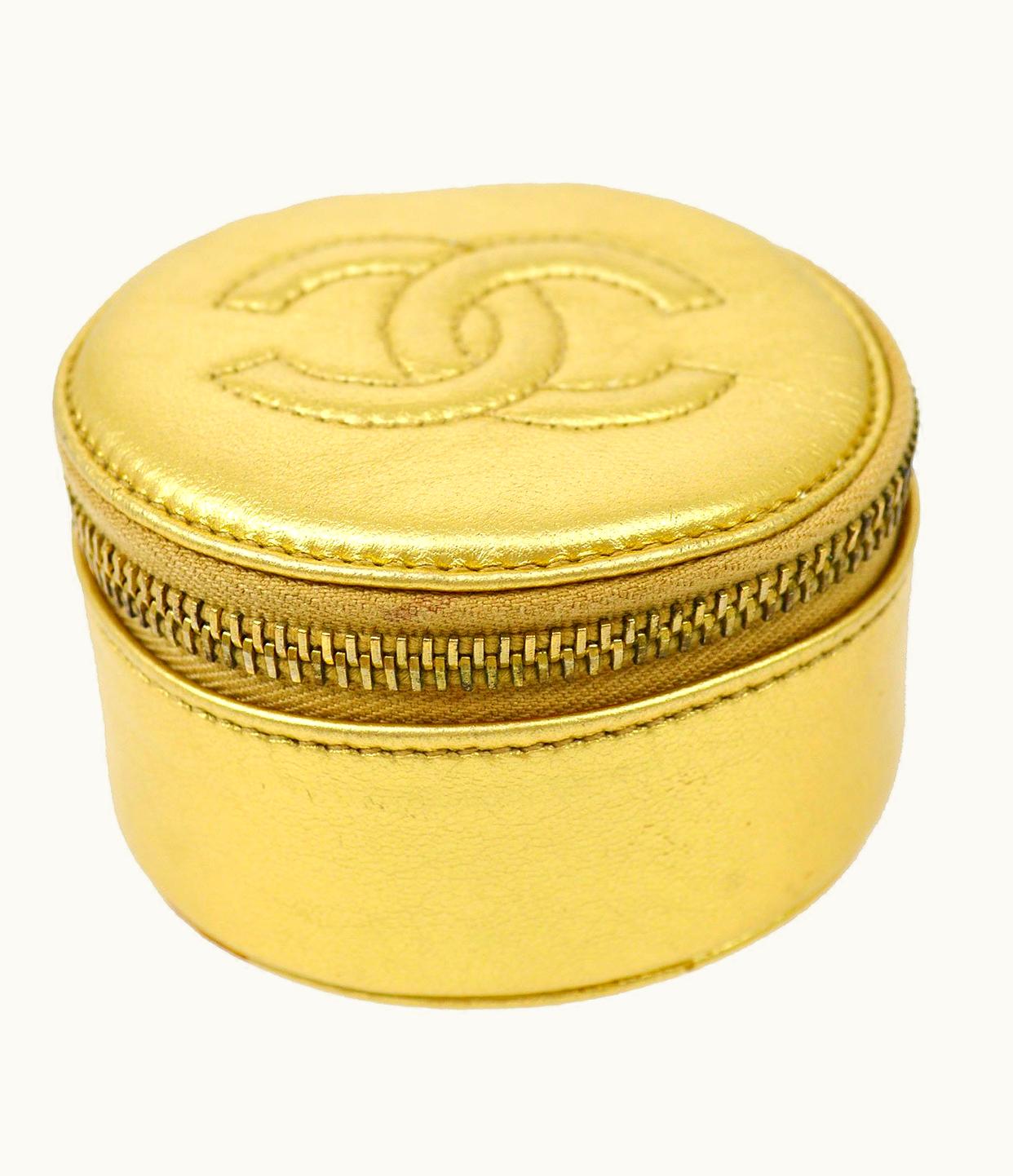 Chanel Chanel 1994-1996 Timeless Jewelry Case Gold Lambskin 05991