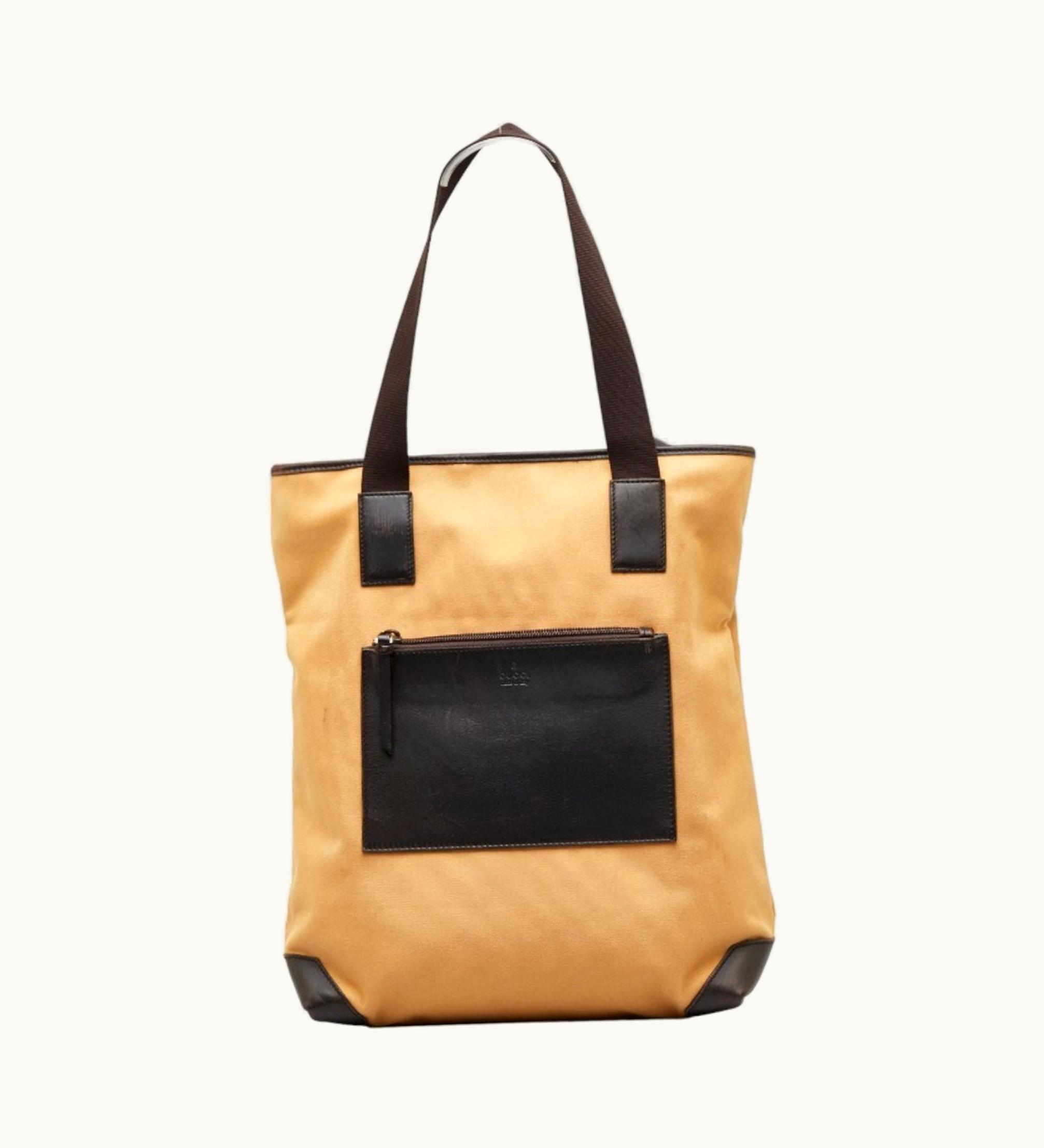 Gucci Gucci Tote Bag 28892 Brown Black Canvas Leather Ladies