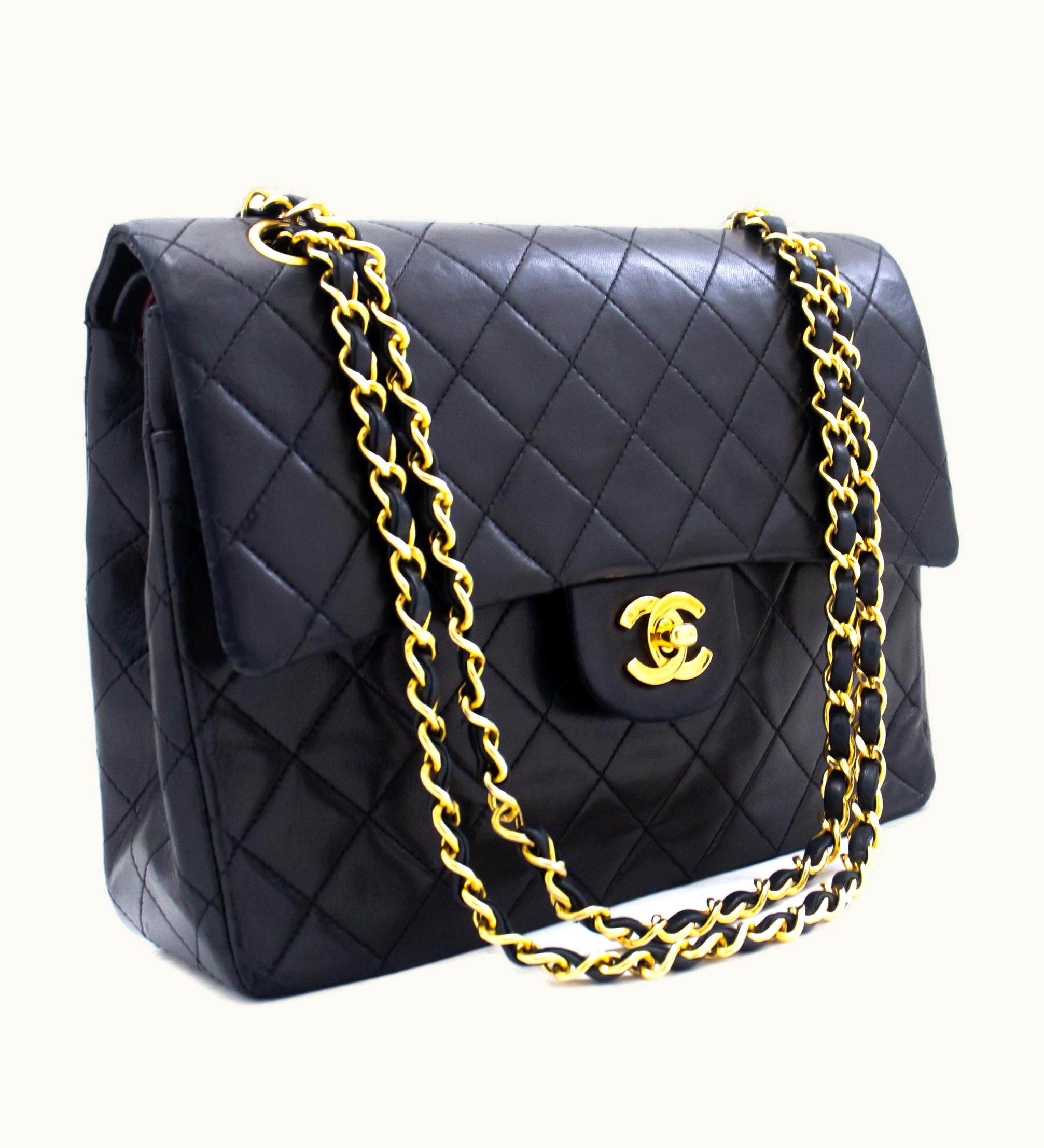 Chanel Chanel Classic Double Flap Chain Shoulder Bag Black Lambskin Purse