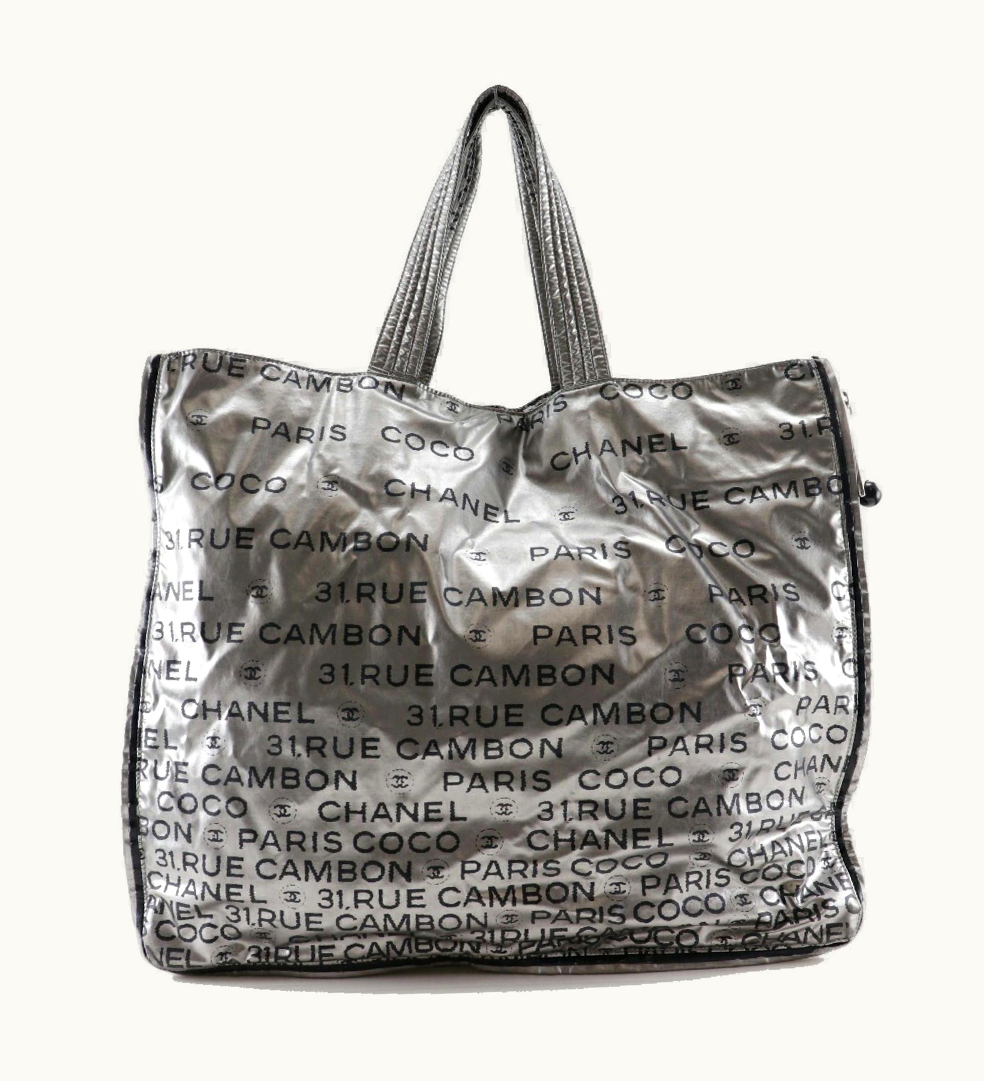 Chanel Chanel Unlimited Tote Bag Logo Here Mark A46113 Nylon Silver Ladies