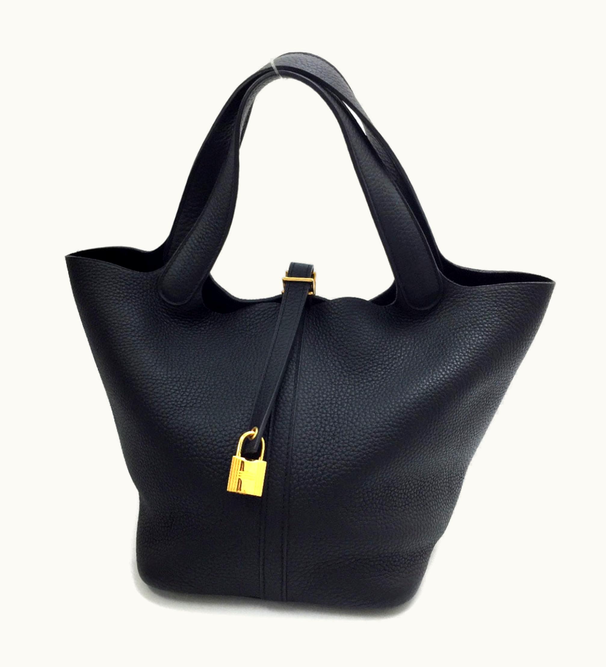 Hermès Handbag Picotin Lock MM C Engraved Made In 2018 Taurillon Clemence Black Women's Hermes