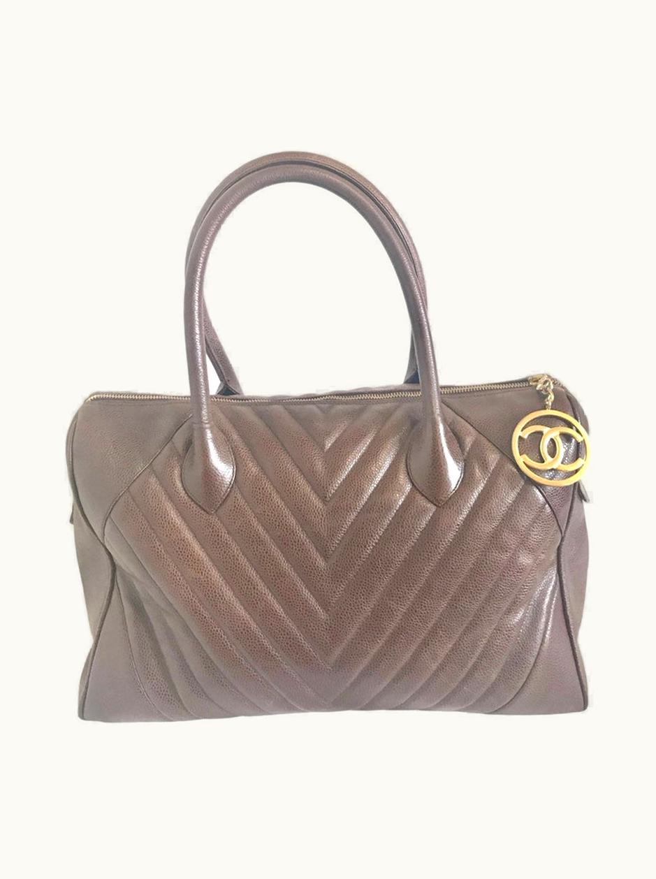 Chanel Chanel Vintage Brown Caviarskin V Stitch