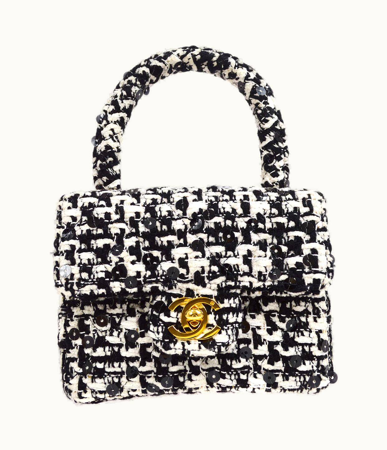 Chanel Chanel * 1991-1994 Classic Flap Handbag Micro Tweed 24812