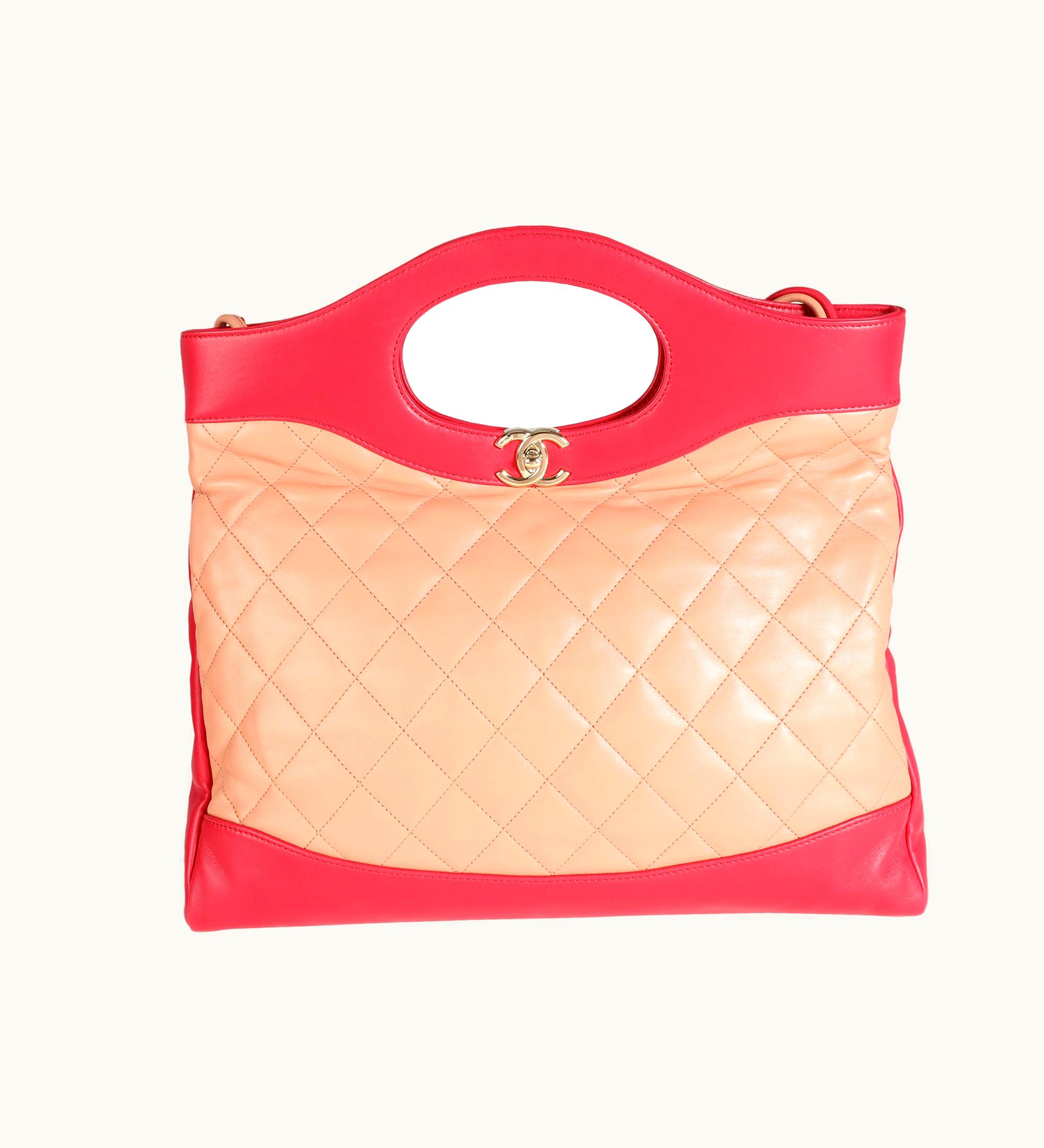 Chanel Chanel 31 Shopping Bag Large Quilted Calfskin Peach & Light Red