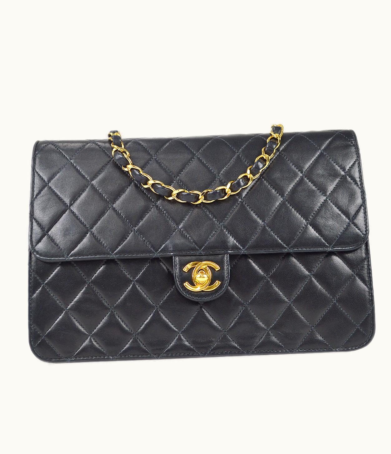 Chanel Chanel Classic Flap Chain Shoulder Bag Black Lambskin 68235