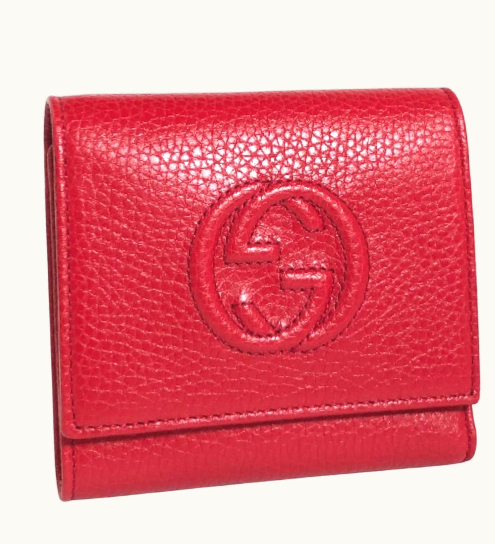 Gucci Gucci Trifold Wallet Soho Interlocking G 598207 Leather Red Ladies