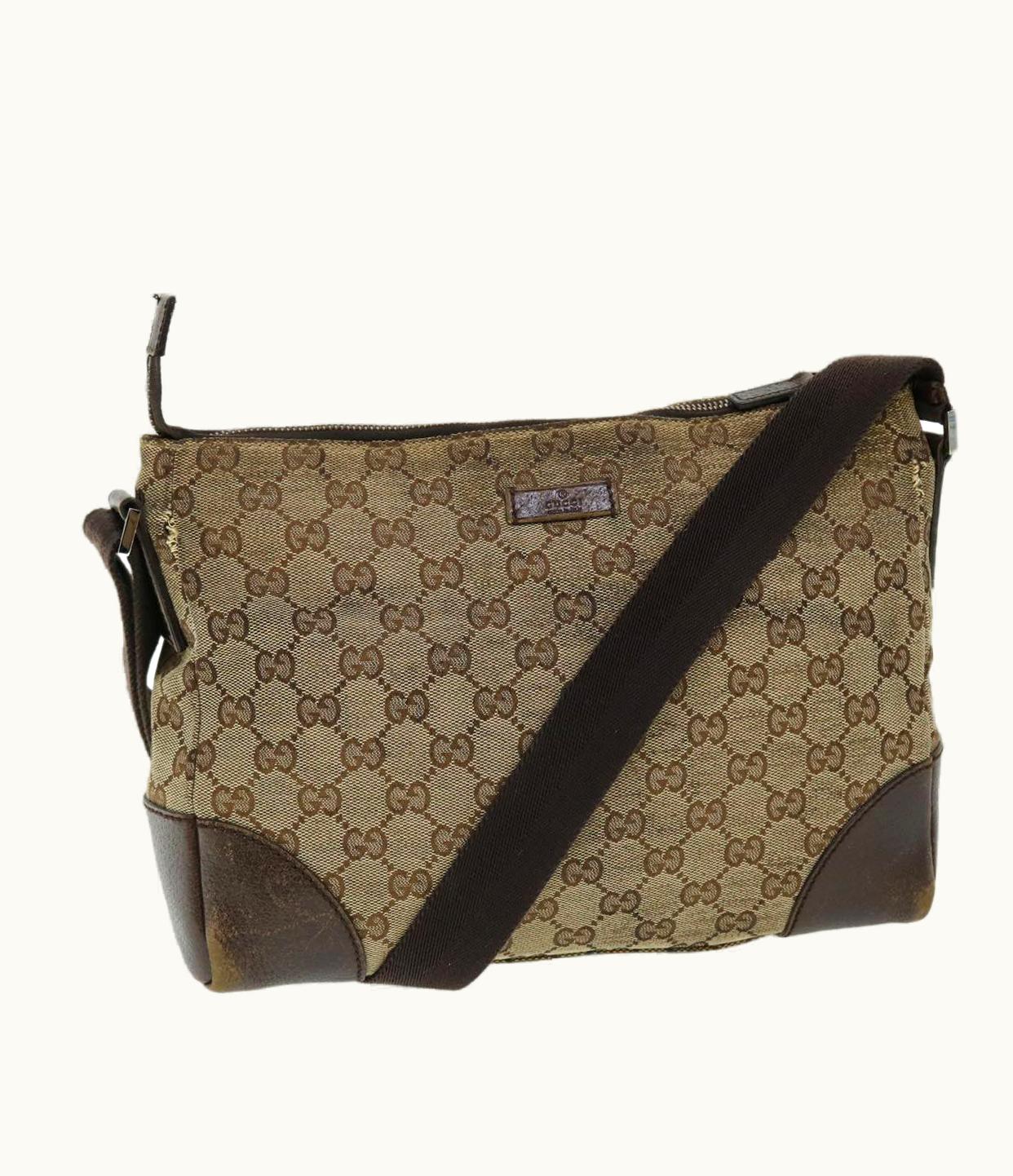 Gucci Gucci GG Canvas Shoulder Bag Beige Brown