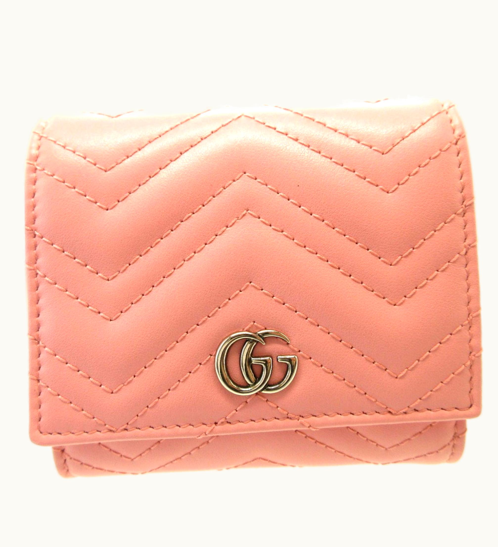 Gucci Gucci Marmont 598629 Women's Leather Pink Bifold Wallet